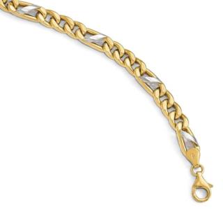 14K 2 Toned Gold Polished Fancy Link Mens Bracelet