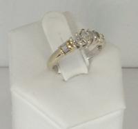 14K Yellow Gold 1/4 CTTW Marquise & Baguette Diamond Ring